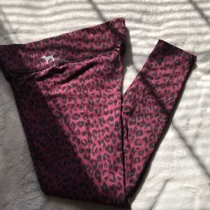 VS PINK Ultimate Burgundy Cheetah Print leggings